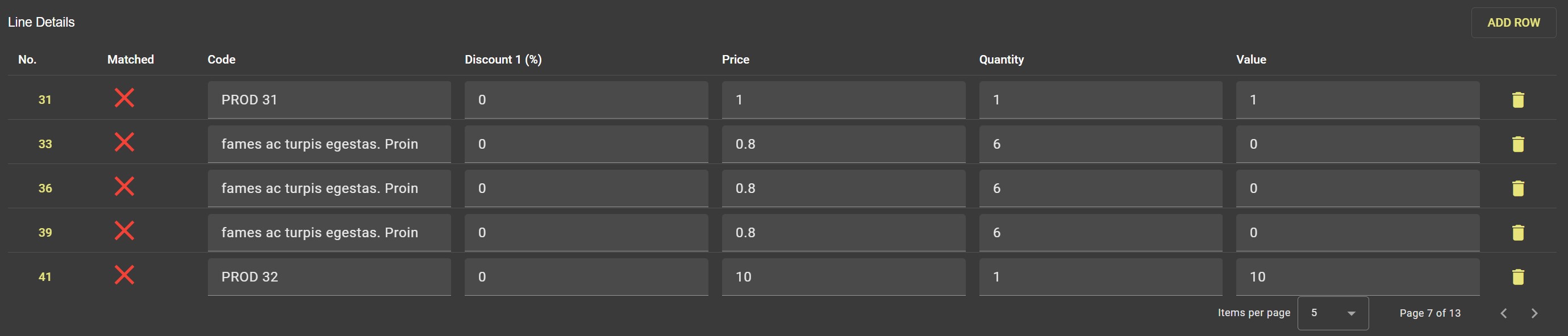 Line Details showing incorrect line detection